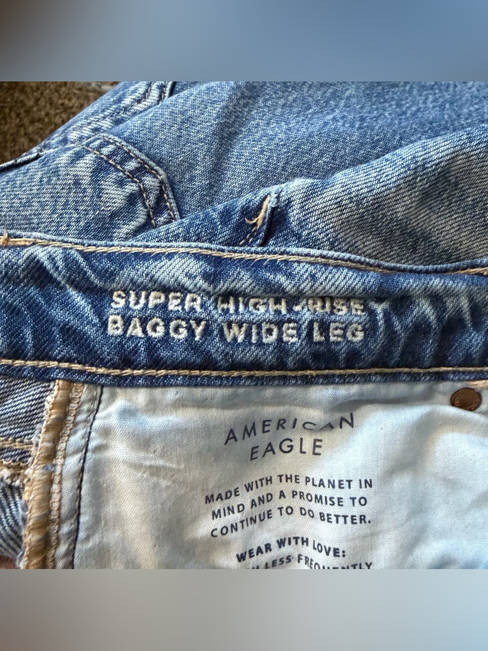Women’s American Eagle Outfitters Super High Rise Baggy Wide Leg Denim size 8 - Picture 5 of 6